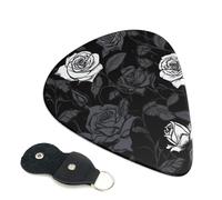 Rose gothic Guitar Picks 6 Pack with Leather Guitar Pick Holder Keychain, Plectrum Key Fob Cases Bag, Abstract Art Plectrum for Acoustic Electric Guitar, Ukulele 0.96mm
