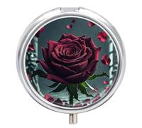 Rose Gothic Pill Box 3-Compartment Travel Pill Organizer Portable Round Medicine Case with Mirror Design for Vitamins, Jewelry & Essentials Durable Pocket Pillbox for Purse, Camping
