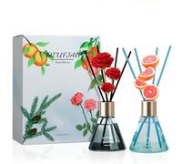 Rose Grapefruit Reed Diffusers with 16 Fiber Sticks,200ml Scent Diffuser for Bedroom Bathroom Living Room,Last Up 45 Days