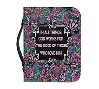 Rose Graphic Bible Bag Basic Bible Cover Cross Portable Learning Tote Bag for Church, Home