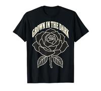 Rose Grown in The Dark Funny Gothic Black Flower Punk Floral T-Shirt