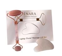 Rose Gua Sha and Jade Roller Set, Gua Sha Stone, Face Roller Massage Tool for Skin Care Routine, Guasha Tool for Face, Neck and Body, Facial Massage Tools for Radiant Skin - Skincare Gift for Women