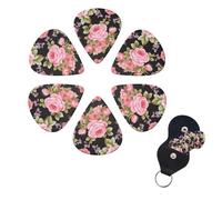 Rose Guitar Picks 6 Pack 3 Different Thickness Celluloid Guitar Plectrums with Guitar Pick Holder Personalized Guitar Pick for Acoustic Guitar, Electric Guitar, Bass