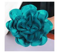 Rose Hair Clip 19CM Big Handmade Satin Flowers Headwear Catwalk- Stage Performance Hairpin(Turquoise,With brooches)