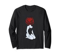 Rose Head Minimalist Surreal Woman Abstract Tattoo Art Long Sleeve T-Shirt