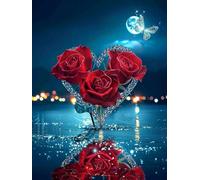 Rose Heart Paint by Numbers for Adults with Frame, Large Paint by Number Canvas Kits, DIY Color Oil Painting Acrylic Paints with Brushes, Hobbies for Adults Women, Home Wall Decor 100x150cm J8-457