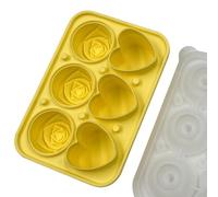 Rose Heart Shape Silicone Ice Tray with Funnel Lid - Flexible and Durable for Cocktails and Drinks, 5 Color Options(Yellow)