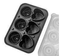 Rose Heart Shape Silicone Ice Tray with Funnel Lid - Flexible and Durable for Cocktails and Drinks, 5 Color Options(Black)