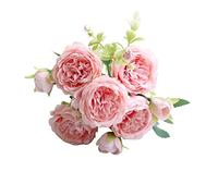 Rose Home 5 Decorative Flowers Bouquet Bundles Peony Wedding Artificial Roses Artificial flowers Flower Bundles (B, One Size)