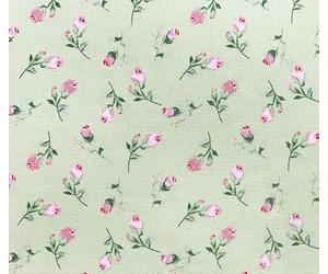 Rose & Hubble 100% Cotton Poplin Pretty Pink Rose Bud Floral Digital Printed Fabric Ideal for Crafting, Quilting, Dressmaking & Home Décor; (CP0456 Green, 2 Metre Pre-Cut)