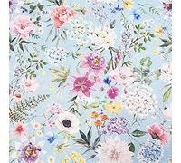 Rose & Hubble Cotton Fabric - Pretty Spring Floral on Aqua Blue - Craft Fabric Material Metre, 57 inch Wide (5922)