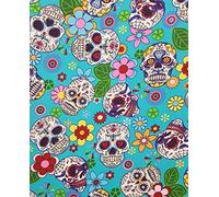 Rose & Hubble Día de Muertos Day of The Dead 112 cm 100% Poplin - Sold by The Metre Turquoise
