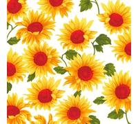 Rose & Hubble Floral Designs Medium & Large 100% Cotton Poplin Fabric - Ivory Sunflowers (Sold by The Metre)