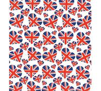 Rose & Hubble Jubilee Love Heart Union Jack Flag Fabric - 100% Cotton - 150cm Wide Digital Print Craft Bunting Fabric Material Metre, Red, 5922