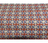 Rose & Hubble Poplin Cotton Fabric with Mini Union Jack Flags for Bunting Decoration Craft and Home Décor (112cm Wide, White) Sold by 1 Meter