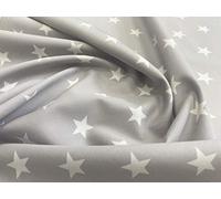 Rose & Hubble White Stars on Silver Grey Background - 100% Cotton Fabric - 112 cm Wide