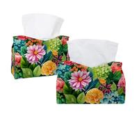 Rose Hydrangea and Daisy Flowers Collapsible Storage Tissue Box - Foldable Desktop Organizer, 7.48 x 5.51 x 5.91 Inches, Lightweight (63g) for Home, Office & Car