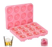 Rose Ice Cube Tray,12 Cavity Silicone Rose Ice Ball Maker, Food Grade Silicone Mold,Easy Release Large Ice Cube Form, Ideal for Chilled Drinks & DIY Treats, for Cocktails & Whiskey