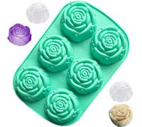 Rose Ice Cube Tray 6 Cavity Silicone Flower Shaped Ice Mold, Easy Release