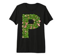 Rose Initial Alphabet Floral Letter B Botanical Greenery Art Premium T-Shirt