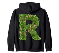 Rose Initial Alphabet Floral Letter B Botanical Greenery Art Zip Hoodie
