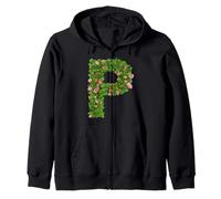 Rose Initial Alphabet Floral Letter B Botanical Greenery Art Zip Hoodie