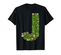 Rose Initial Alphabet Floral Letter J Botanical Greenery Art T-Shirt
