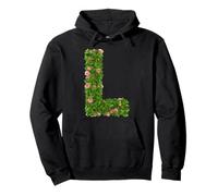 Rose Initial Alphabet Floral Letter L Botanical Greenery Art Pullover Hoodie