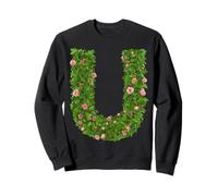 Rose Initial Alphabet Floral Letter U Botanical Greenery Art Sweatshirt