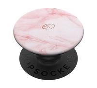 Rose Initial Letter E Heart Minimalist Pink White PopSockets Swappable PopGrip