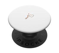 Rose Initial Letter J Heart Minimalist White PopSockets Adhesive PopGrip