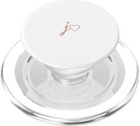 Rose Initial Letter J Heart Minimalist White PopSockets PopGrip for MagSafe