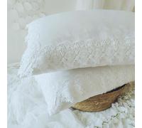 Rose Jacquard Pillow Sham Set of 2 - Elegant Lace Pillowcases in Shabby and Chic Pattern, 20x30 Inch Euro Shams for Bedroom & Living Room Decor - Perfect for Homeowners & Wedding Gifts