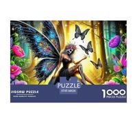 Rose Jigsaw Puzzle Educational Game: Fairy with Skull And Butterflies for Adults Teens Age 12 Years Up 38x26cm/1000pcs