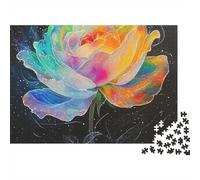 Rose Jigsaw Puzzle Pastel Bloom 1000 Piece Matte Finish Smooth Cardboard Rainy Day Quiet Time Hobby for Couples Adults Teenagers Enthusiasts 38x26cm/1000pcs