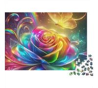 Rose Jigsaw Puzzle Prism Bloom 1000 Piece Recycled Smooth Cardboard Stress Relief Quiet Time Hobby for Couples Enthusiasts Adults 38x26cm/1000pcs