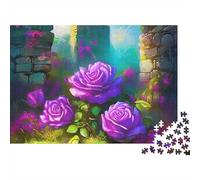 Rose Jigsaw Puzzle Ruin Bloom 1000 Piece Sturdy Smooth Cardboard Quiet Time Hobby Nursing Home Activity for Seniors Adults Family Beginners 38x26cm/1000pcs