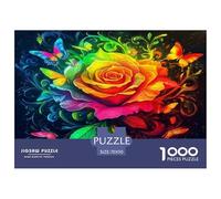 Rose Jigsaw Puzzles Puzzle for Adults Recycled Paper for Aduls 1000Pc Puzzle Fun Rainbow Fire Rose And Challenging Family Game Educational Game Decompression 70x50cm/1000pcs