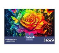 Rose Jigsaws Kid Age 12 Years Up Impossible And Difficult Challenge 1000 Pieces Challenging Games Educational Games There Are Letters on The Back 38x26cm/1000pcs