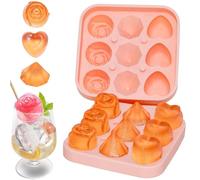Rose Large Ice Cube Mold, Ice Cube Molds Trays, Rose Silicone Soap Moulds, Food Grade for DIY 3D Ice Trays, Heart and Diamond Shape, BPA Free, Silicone Trays for Whiskey, Cocktails, Juice, Pink