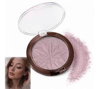Rose-Lavender Shimmer Pressed Eyeshadow with Mirror - Long-Wearing Water-Resistant Blendable Powder for Day to Night Eye Makeup, Soft Dusty Rose Tone in Compact Round Case