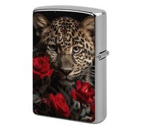 Rose Leopard Lighter Case Double-Sided Graffiti Lighter Holder - Metal Lighters Protective Cover, Universal Fit for Standard Lighters, Stylish Gift for Men & Women