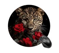 Rose Leopard Round Mouse Pad 7.8 Inch, Portable Gaming Mouse Mat with Non-Slip Rubber Base & Smooth Surface, Waterproof Mousepad for PC, Laptop, Computer, Office, Home