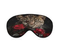 Rose Leopard Sleep Mask Block Light Eye Sleep Shade Cover Comfortable Lightweight Sleeping Blindfold Soft Breathable Night Eye Cover Adjustable Band Eye Mask for Men Women