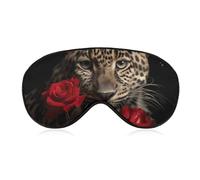 Rose Leopard Sleep Mask for Women Men, Soft Eye Mask with Adjustable Strap for Sleeping, Light Blocking Travel Blindfold for Nap Comfortable Eye Cover for Home Office