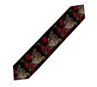 Rose Leopard Table Runner for Dining Table, Short Plush Runners Washable & Durable Tablerunner Modern Home Decor for Wedding, Kitchen, Holiday 178*33cm