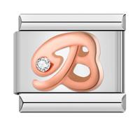 Rose Letter A-Z Charm Links 9mm Italian Charm Bracelet (Letter B)