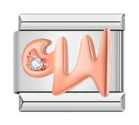 Rose Letter A-Z Charm Links 9mm Italian Charm Bracelet (Letter W)