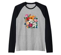 Rose, Lily, and Bird of Paradise Illustration Raglan Baseball Tee