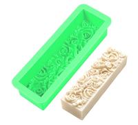 Rose Loaf Mold 20oz Flower Silicone Soap Mold 3D Embossed Craft Green | 20oz Rectangle Mould for Handmade Soap Candle Fondant Chocolate 9.84x3.42x2.16 inch